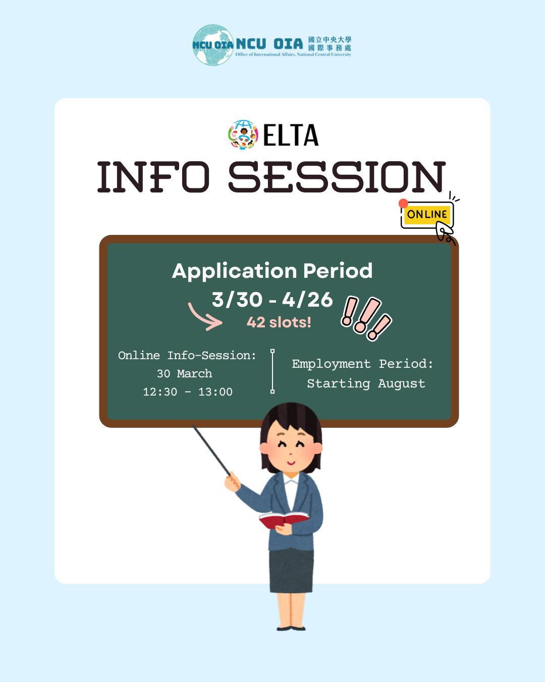[Online Info Session] Fall 2026 Part-Time English Language Teaching Assistant (ELTA) Program
